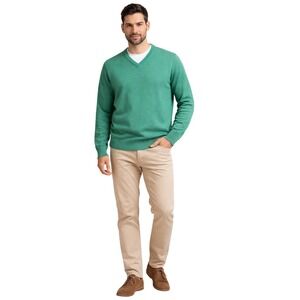 Dunnes Men's V-Neck Pullover Sweater XL – Classic Green Lightweight Layering Top